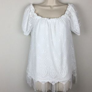 Like New, Lilly Pulitzer White Fringe Blouse